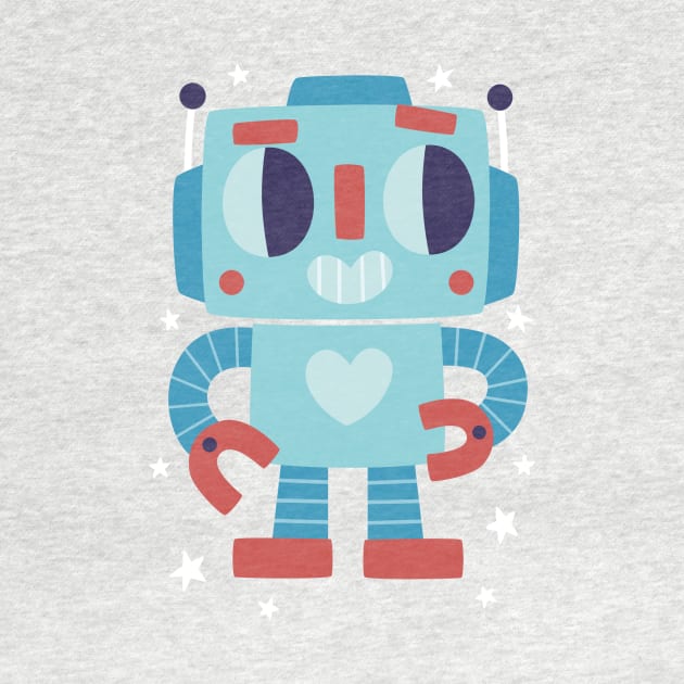 Cute Blue Robot by clairestamper